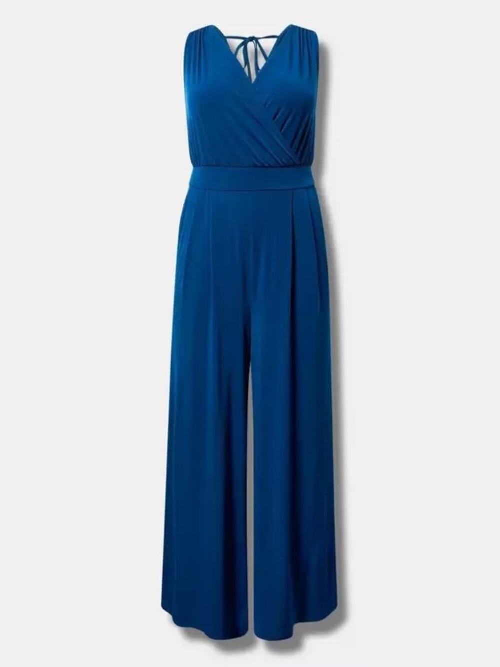 Torrid Studio Knit Surplice Tie Back Wide-Leg Jumpsuit Size 1 Opal Blue NWT - Picture 12 of 13